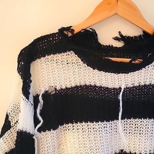 NWT Hand Knitted Junya Watanabe-like Distressed Grunge Scoop Neck Sweater